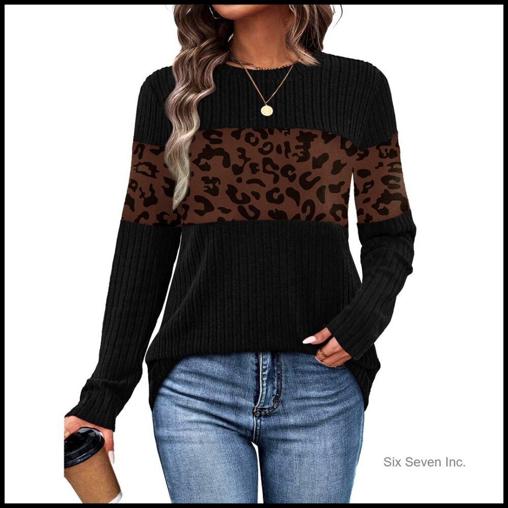 Trendy Color Block Sweater Long Sleeve Tunic Fall Winter Fashion Chic